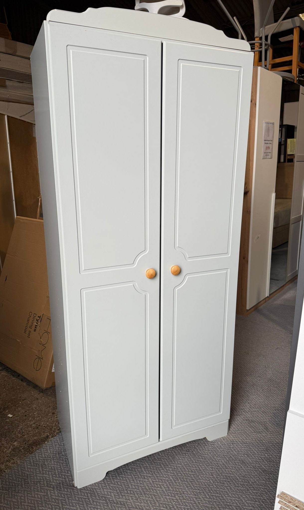 Assembled Nordic 2 Door Wardrobe - Grey